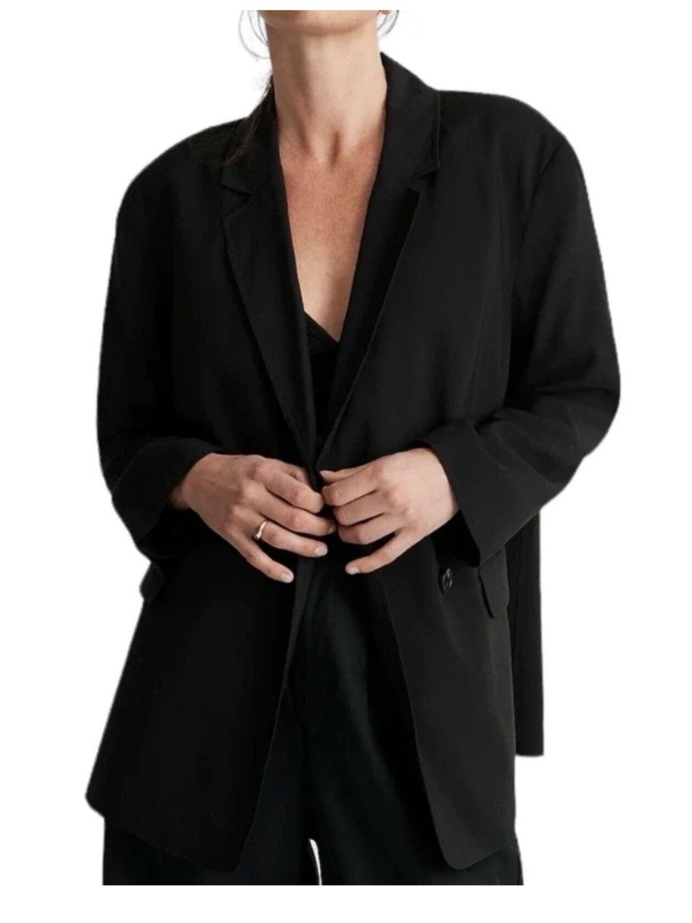 Madewell Black Relaxed Blazer SZ L relaxed fit drop shoulders two-button NWT - Picture 5 of 13